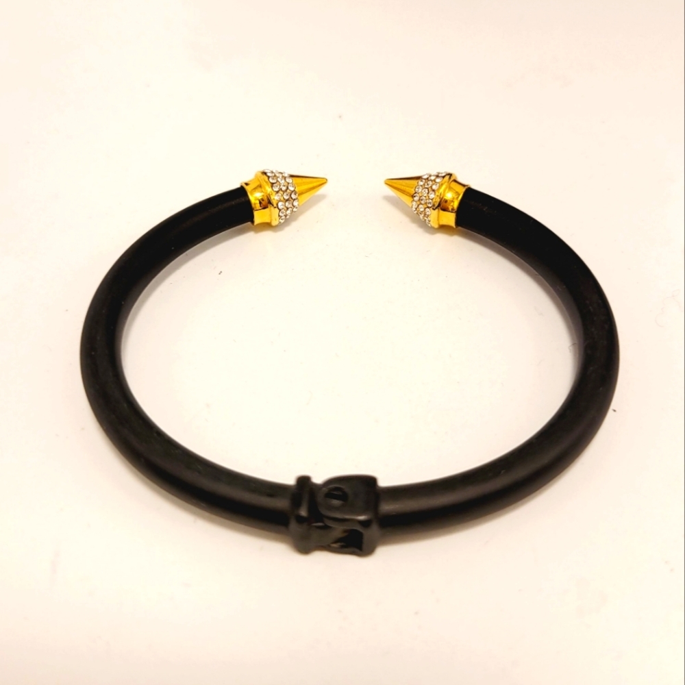 Vita Fede Mini Titan Bracelet Matt Black Color with Clear Crystals Unisex New